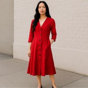 Julio NWT Elegant Red Button-Down Dress size 6 night out quiet luxury business